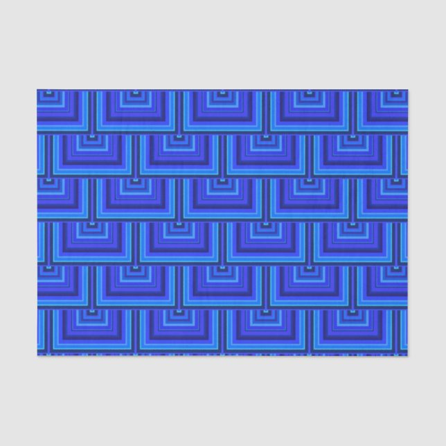 Papel De Seda Patrón de escalas cuadradas de franjas azules (Anverso)