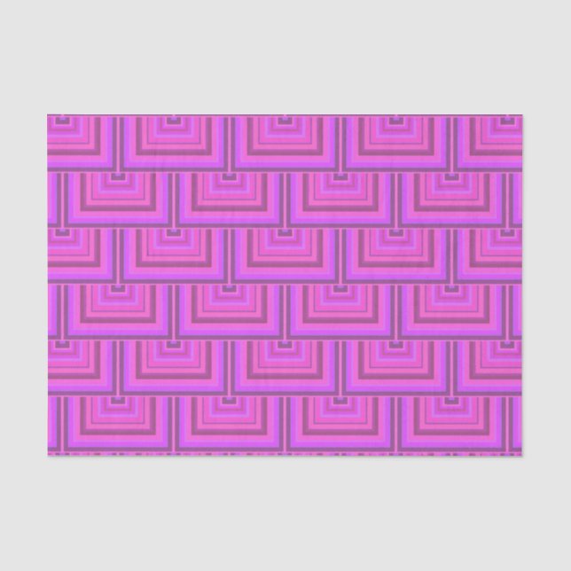 Papel De Seda Patrón de escalas cuadradas de rayas rosas (Anverso)