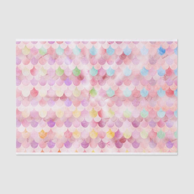 Papel De Seda Patrón de escalas de peces de sirena rosa (Anverso)