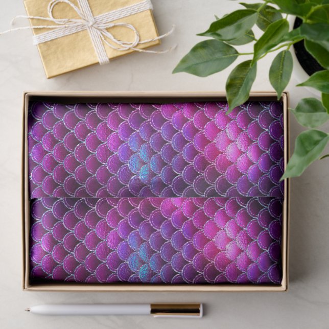 Papel De Seda Patrón de escalas de Sirena ID600 rosa (Regalo )