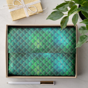 Papel De Seda Patrón de escalas de sirena ID600 verde