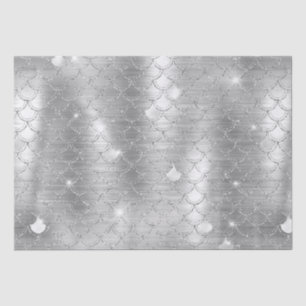 Papel De Seda Patrón de escamas de pez sirena con brillo platead