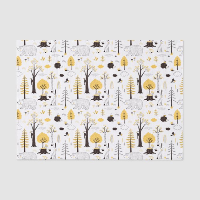 Papel De Seda Patrón de escena de Cute Golden Woods (Anverso)