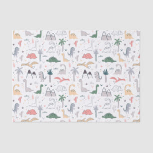 Papel De Seda Patrón de escena de Dinosaurio Divertido Pastel