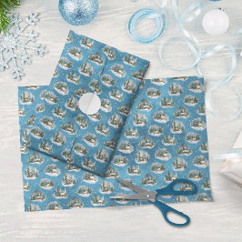 Papel De Seda Patrón de escenas de bosques nevados de Navidades 