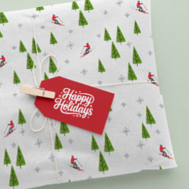 Papel De Seda Patrón de esquí cuesta abajo en invierno