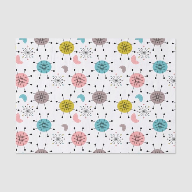 Papel De Seda Patrón de Estallido de Estrella Retro Atómica (Anverso)