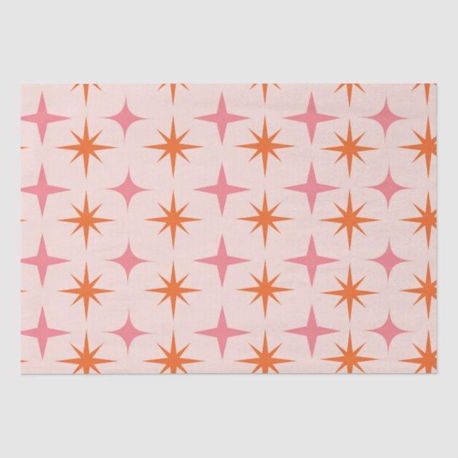 Papel De Seda Patrón de Estallidos de Estrellas Retro de Mediado (Anverso)