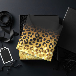 Papel De Seda Patrón de estampado de leopardo con brillo dorado