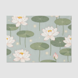 Papel De Seda Patrón de estanque de loto de nenúfar