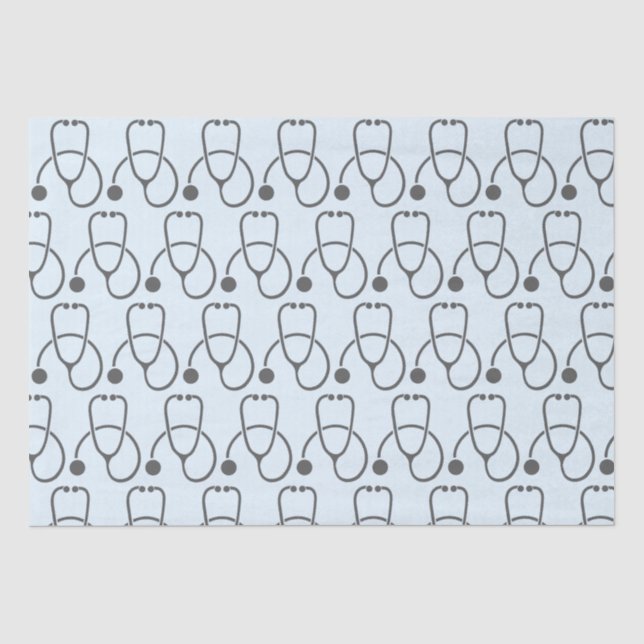 Papel De Seda Patrón de estetoscopio gris de diseño (Anverso)