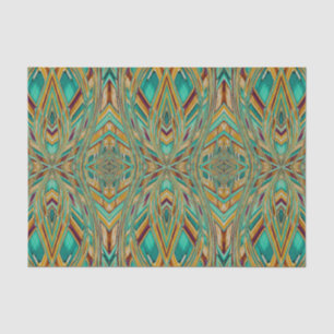 Papel De Seda Patrón de estilo tribal de oro y turquesa decoupag