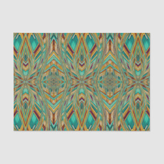 Papel De Seda Patrón de estilo tribal de oro y turquesa decoupag