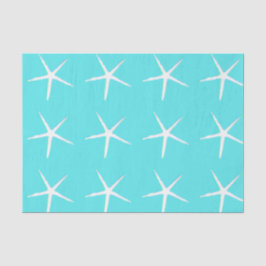 Papel De Seda Patrón de Estrella de Mar Blanca Azul Teal Náutica