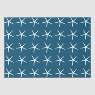 Papel De Seda Patrón de Estrella de Mar Blanco Azul Bonito Elega