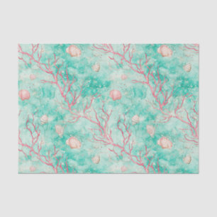 Papel De Seda Patrón de Estrella de Mar Coral Náutico
