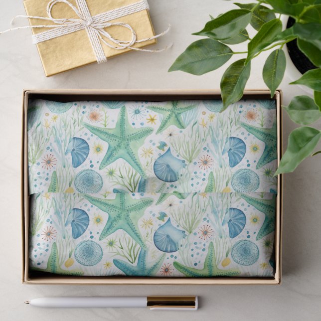 Papel De Seda Patrón de Estrella de Mar Costera (Regalo )