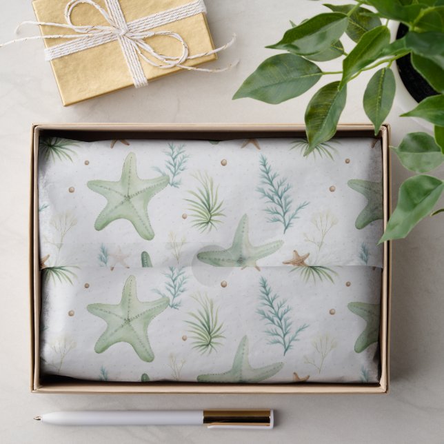 Papel De Seda Patrón de Estrella de Mar Costera (Regalo )