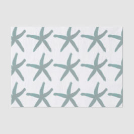 Papel De Seda Patrón de Estrella de Mar Playa Azul Verde Gris Bl