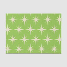 Papel De Seda Patrón de estrellas atómicas retro en verde lima