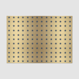 Papel De Seda Patrón de estrellas azules de la marina sobre oro