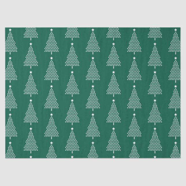 Papel De Seda Patrón de estrellas de árbol de Navidad blanco sob (Anverso)