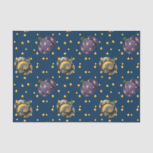 Papel De Seda Patrón de estrellas de calabaza de acuarela Hallow