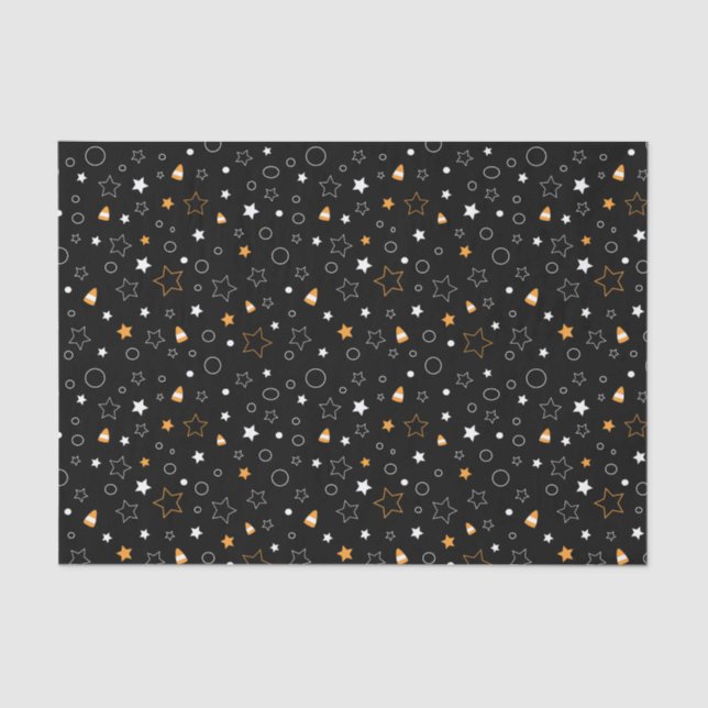 Papel De Seda patrón de estrellas de caramelos de halloween (Anverso)