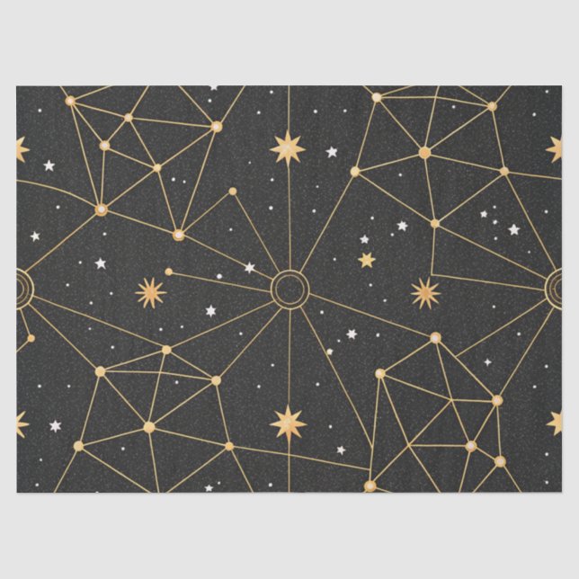 Papel De Seda Patrón de estrellas de constelación celestial (3) (Anverso)
