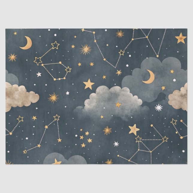 Papel De Seda Patrón de estrellas de constelación celestial (5) (Anverso)