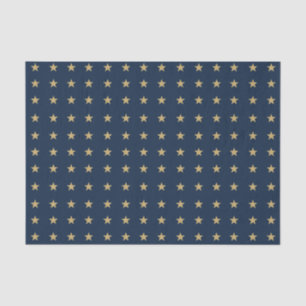 Papel De Seda Patrón de estrellas de oro en azul marino