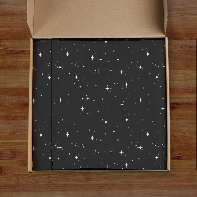 Papel De Seda Patrón de estrellas del cielo nocturno negro (Black Midnight Night Sky Star Pattern Tissue Paper
)
