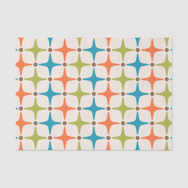 Papel De Seda Patrón de estrellas modernas de medio siglo (Anverso)