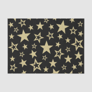 Papel De Seda Patrón de estrellas negro y dorado