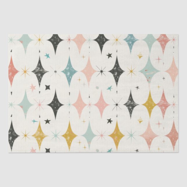 Papel De Seda Patrón de estrellas retro (Anverso)