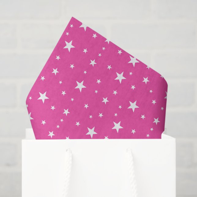 Papel De Seda Patrón de estrellas Rosa (Bolsa de regalo)