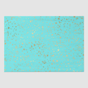Papel De Seda Patrón de estrellas turquesas y doradas