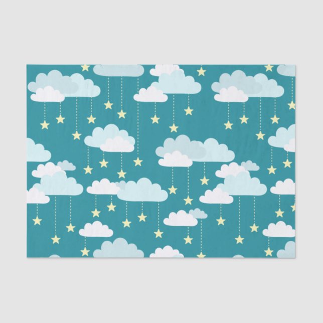 Papel De Seda Patrón de Estrellas y Nubes de Caída