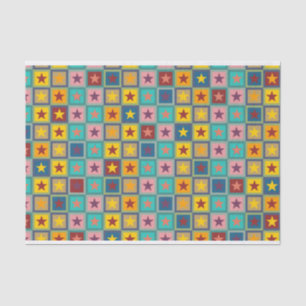 Papel De Seda Patrón de estrellas y plazas I + su texto