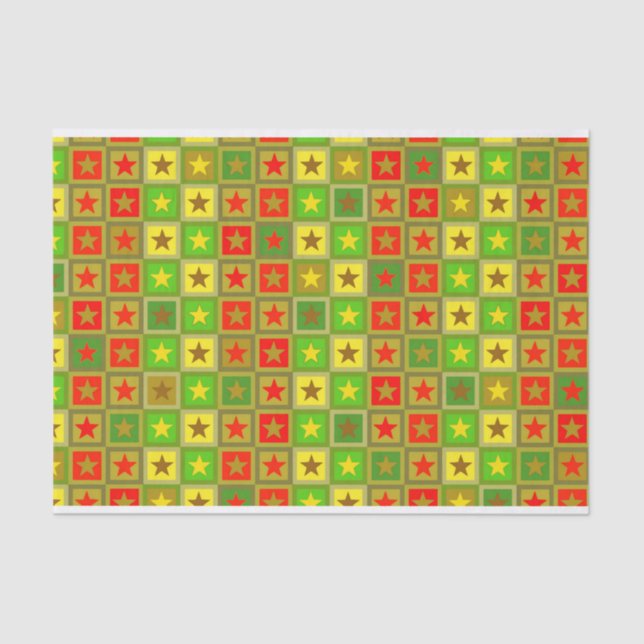 Papel De Seda Patrón de estrellas y plazas + tu texto (Anverso)