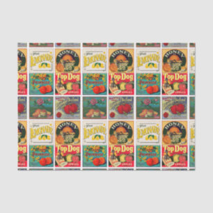 Papel De Seda Patrón de etiqueta de fruta de cosecha