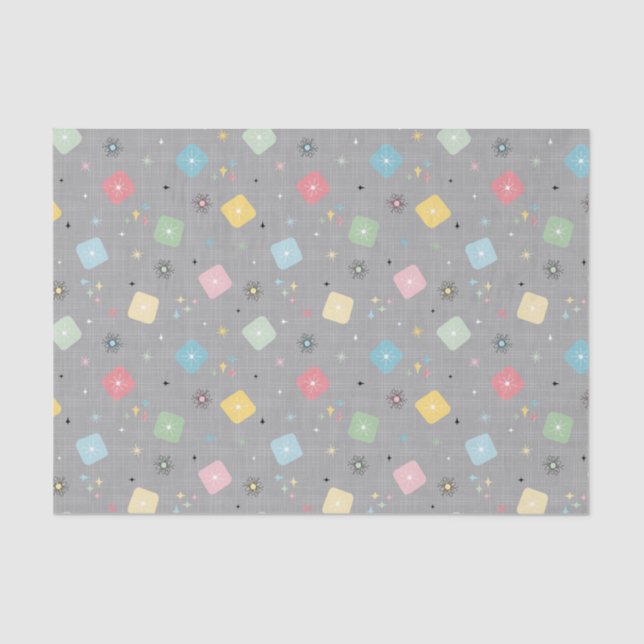 Papel De Seda Patrón de explosiones de estrellas atómicas retro  (Anverso)