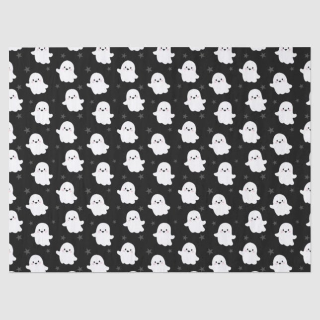 Papel De Seda Patrón de Fantasma Adorable – Diseño Continuo de H (Anverso)