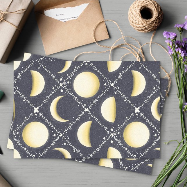 Papel De Seda Patrón de fases celestes de la luna (Moon Phases Tissue Paper)