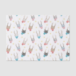 Papel De Seda 'Patrón De Ferias De Navidades Meowy En Antlers