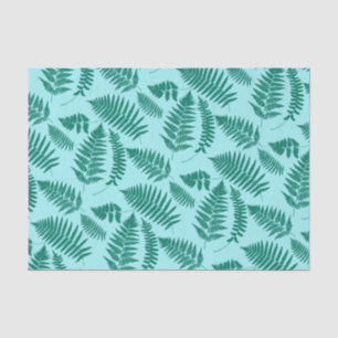 Papel De Seda Patrón de Fern de Woodland, Turquesa y Aqua