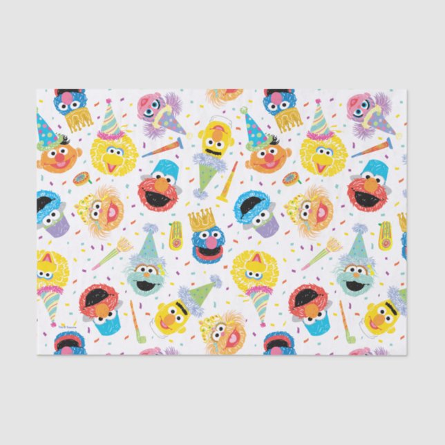 Papel De Seda Patrón de Fiesta de Crayon Sesame Pals (Anverso)