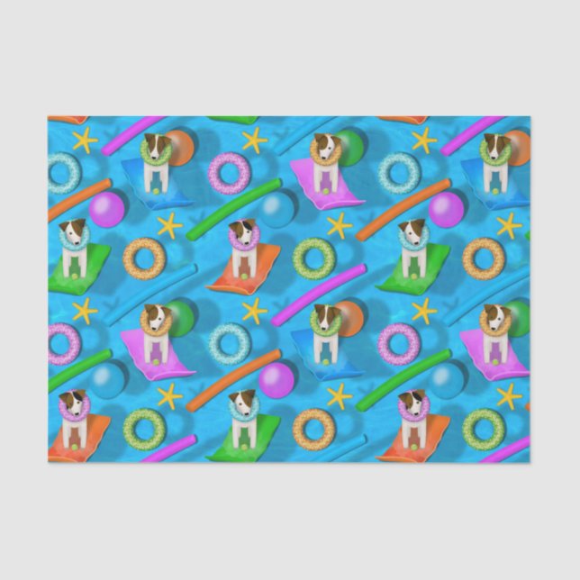 Papel De Seda Patrón de fiesta de la piscina de perros Parson Ja (Anverso)