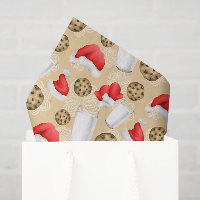 Papel De Seda Patrón de fiesta de leche y galletas para navidade (Bolsa de regalo)