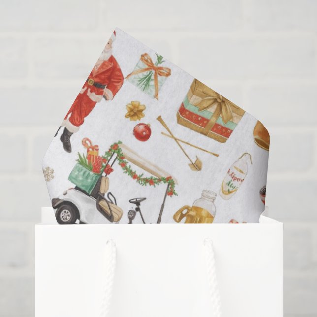 Papel De Seda Patrón de fiesta de Navidad de golf «Let's Par-Tee (Bolsa de regalo)